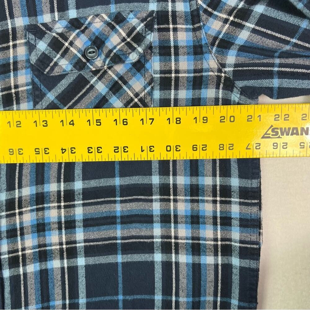 Original Weatherproof Flannel Shirt Men's Size Medium Blue Plaid Button Down - Picture 9 of 10